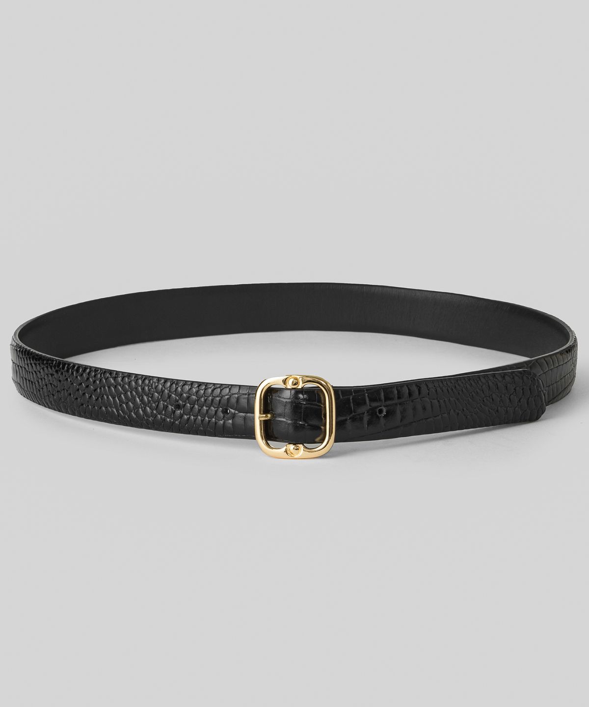 베르데마르(VERDEMAR) Crocodile pattern leather belt_Black
