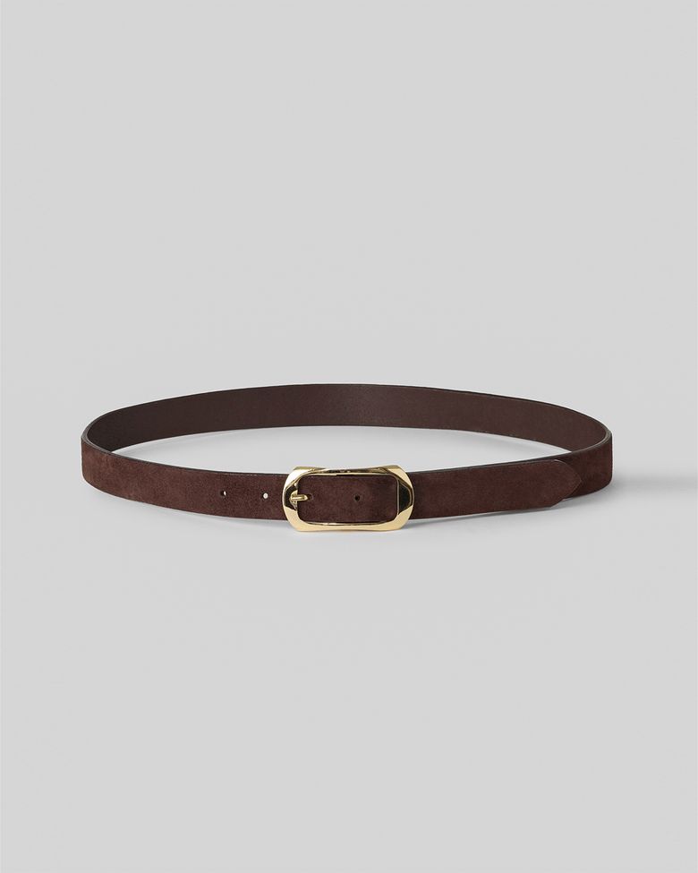 Suede Rounded leather belt_Camel