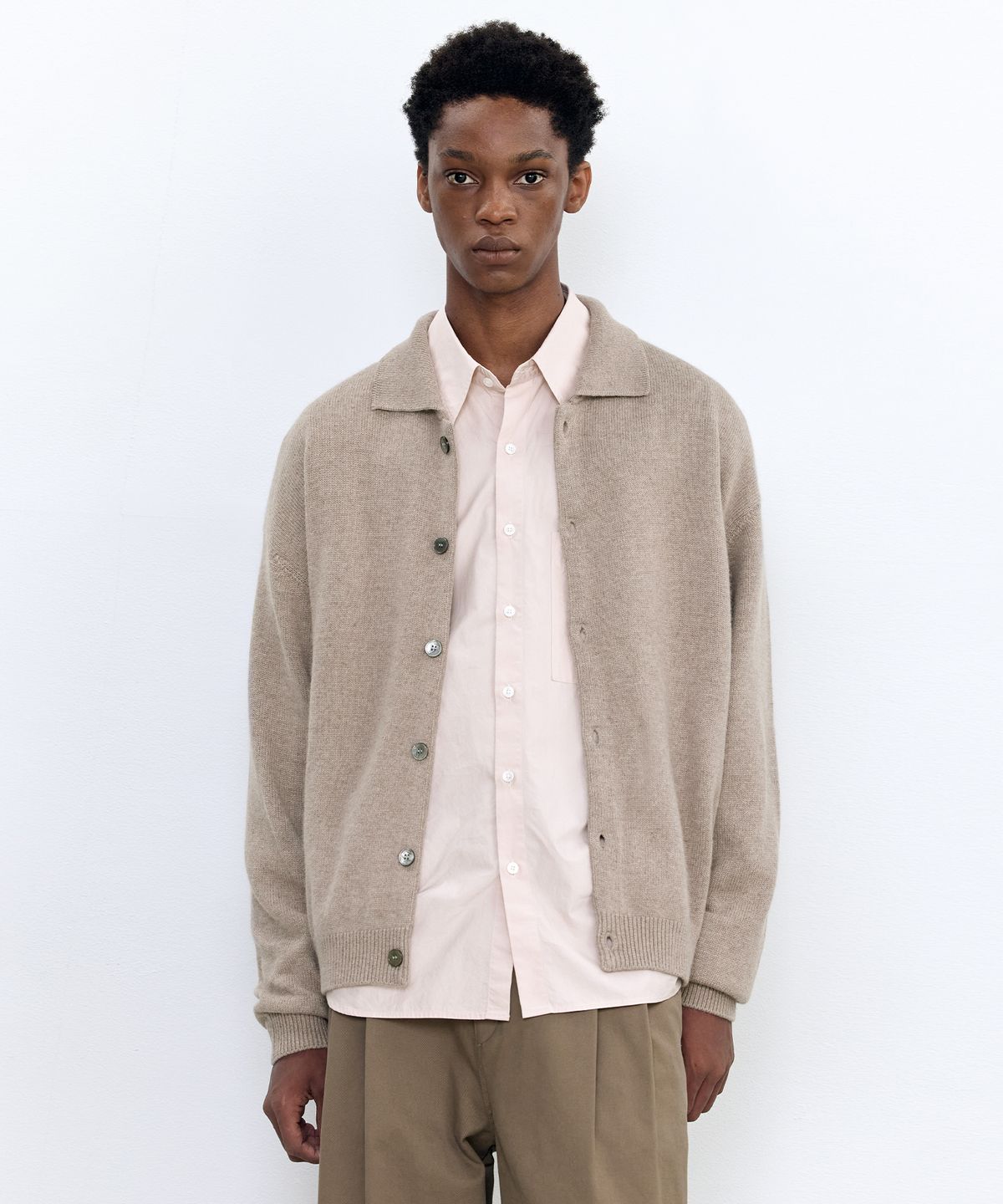인사일런스(INSILENCE) 앙고라 믹스드 칼라 카디건 LIGHT BROWN