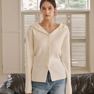 소프티 후드 슬림가디건-아이보리