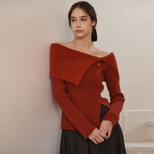 믹스언발 오프 가디건-와인