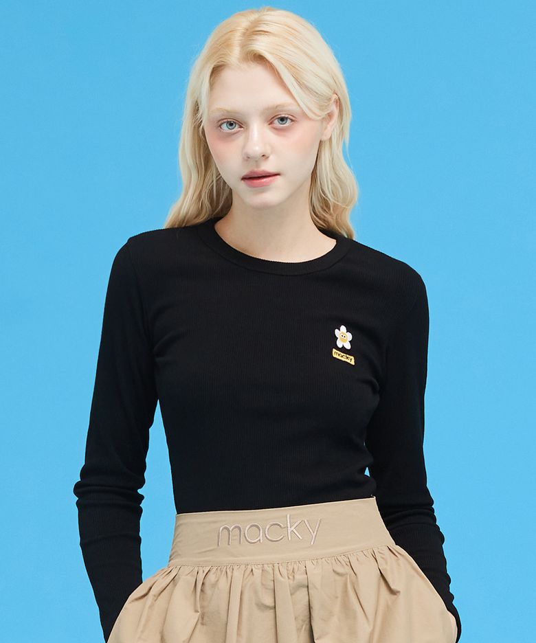 데이지 패치 슬림 티셔츠 블랙