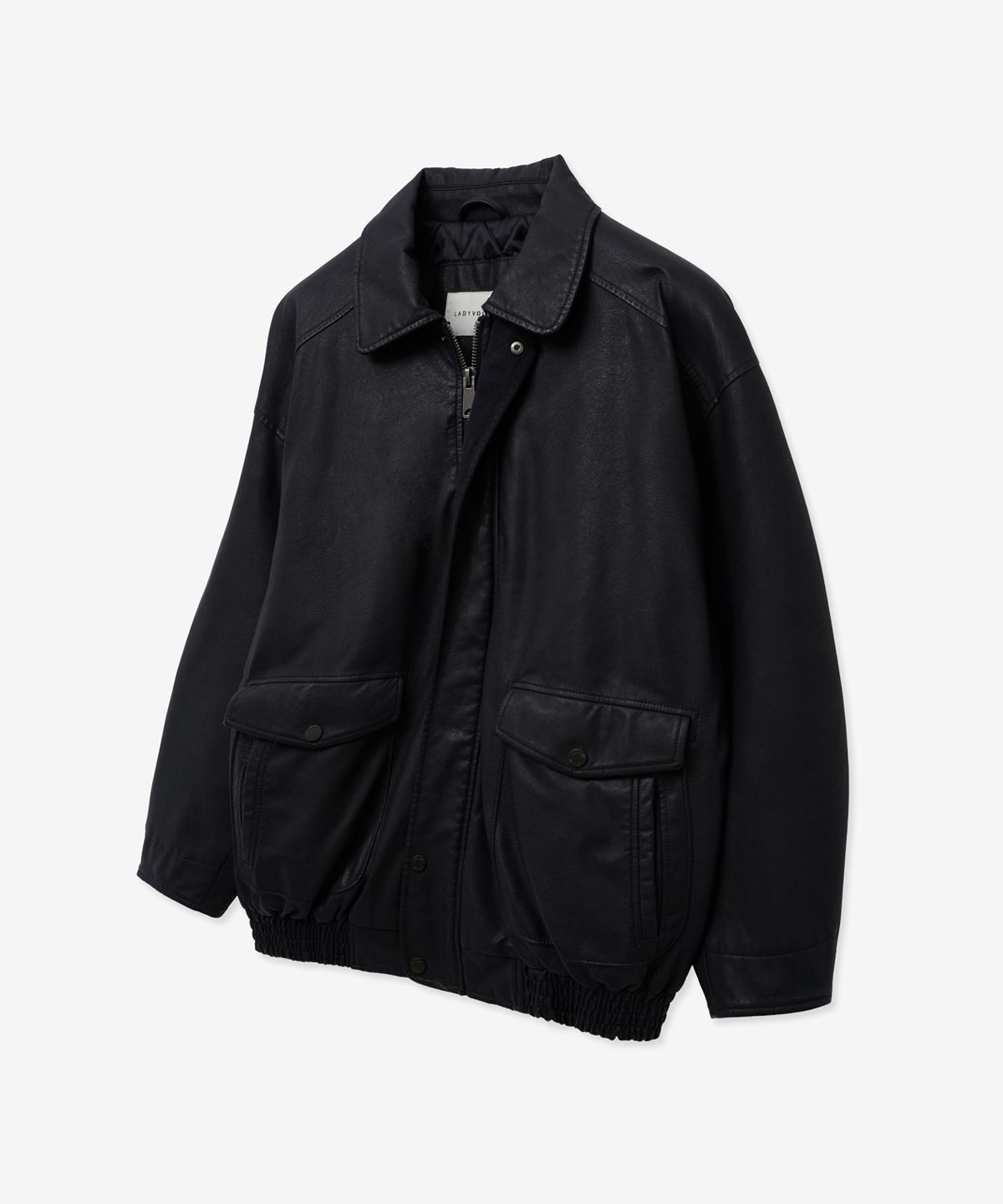 레이디 볼륨(LADY VOLUME) VINTAGE WASHED LEATHER PADDING PARKA_BLACK