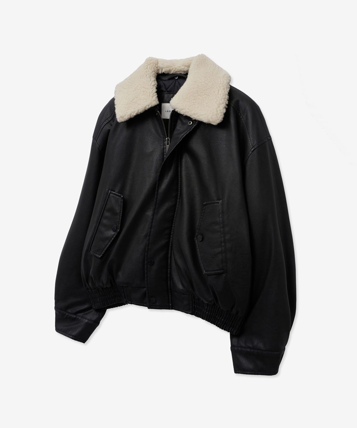 레이디 볼륨(LADY VOLUME) SHEARING VINTAGE WASHED LEATHER PADDING_BLACK