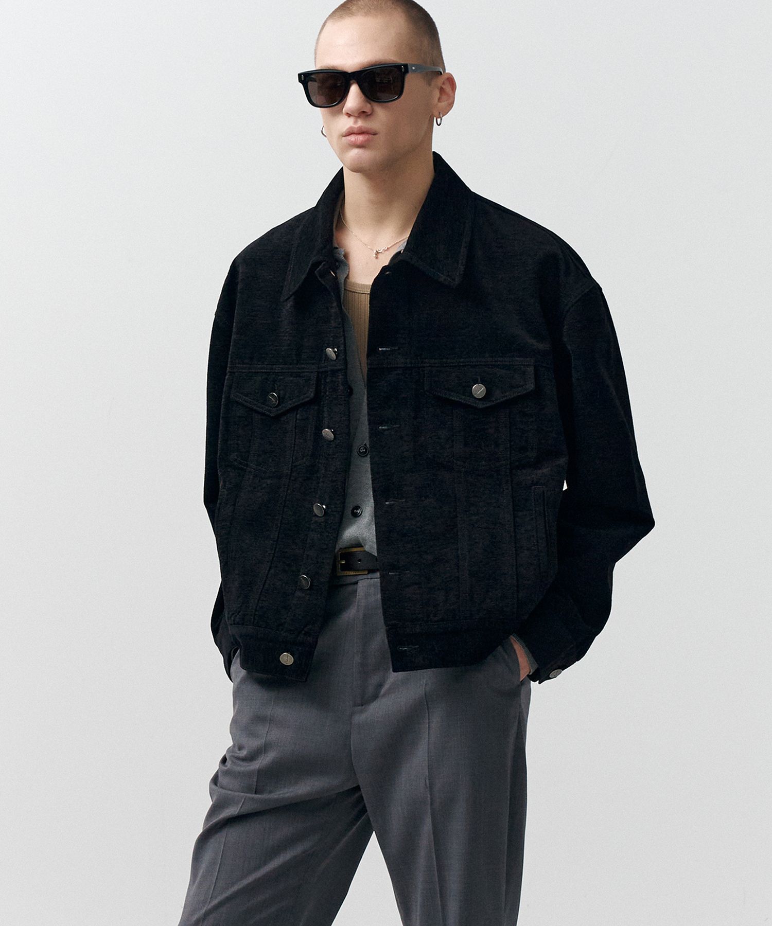 MUSINSA公式 | NOIRER ベルベットテクスチャーデニムトラッカー