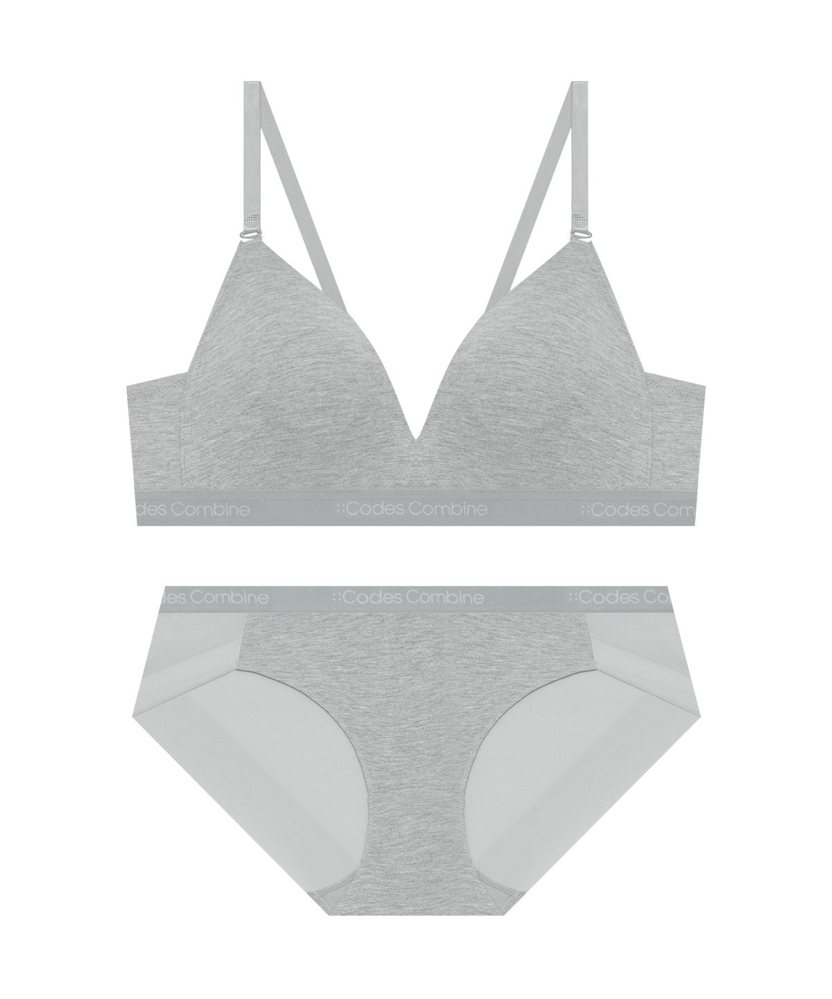 코데즈컴바인 이너웨어(CODES COMBINE INNERWEAR) 코지 모달 브라렛 팬티세트_멜란지그레이