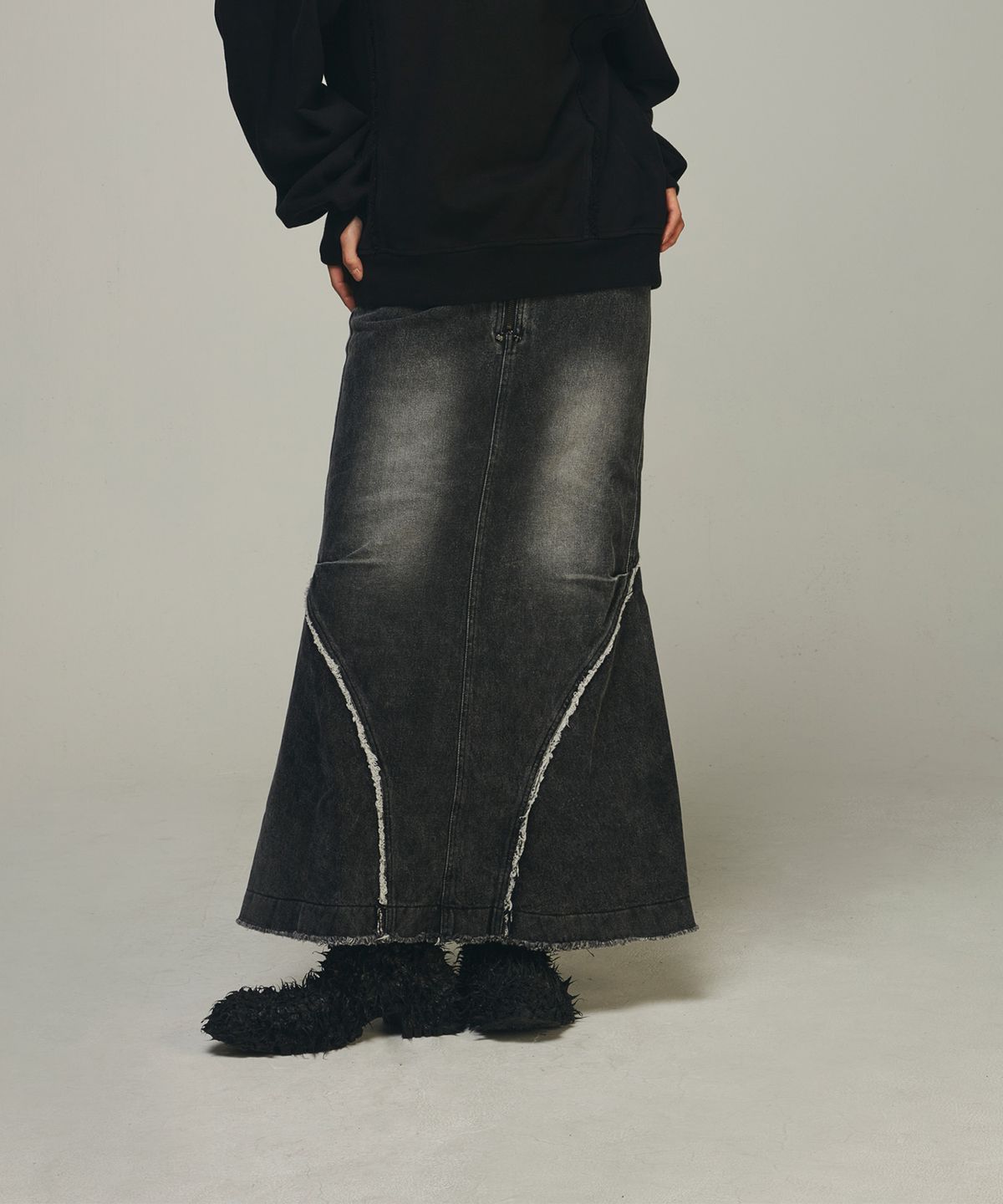 비엘알(BLR) Denim Wide Long Skirt