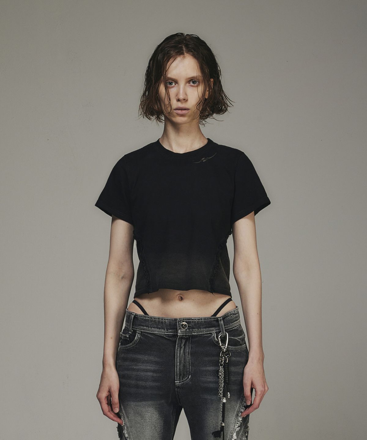 비엘알(BLR) Destroyed Gradation Washed Short Sleeve (Women)