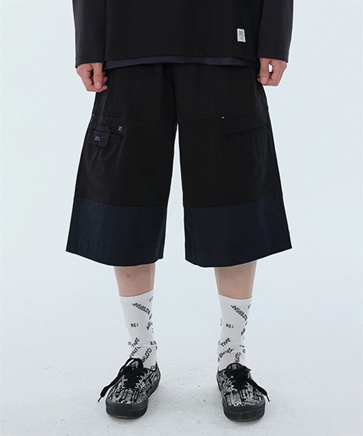 래코드(RECODE) Woven Patch Midi Pants_RKPAA24619BKX