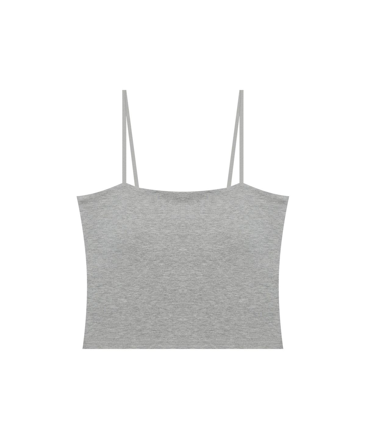 게스언더웨어(GUESS UNDERWEAR) 레더라벨 포인트 크롭탑 - 멜란지그레이