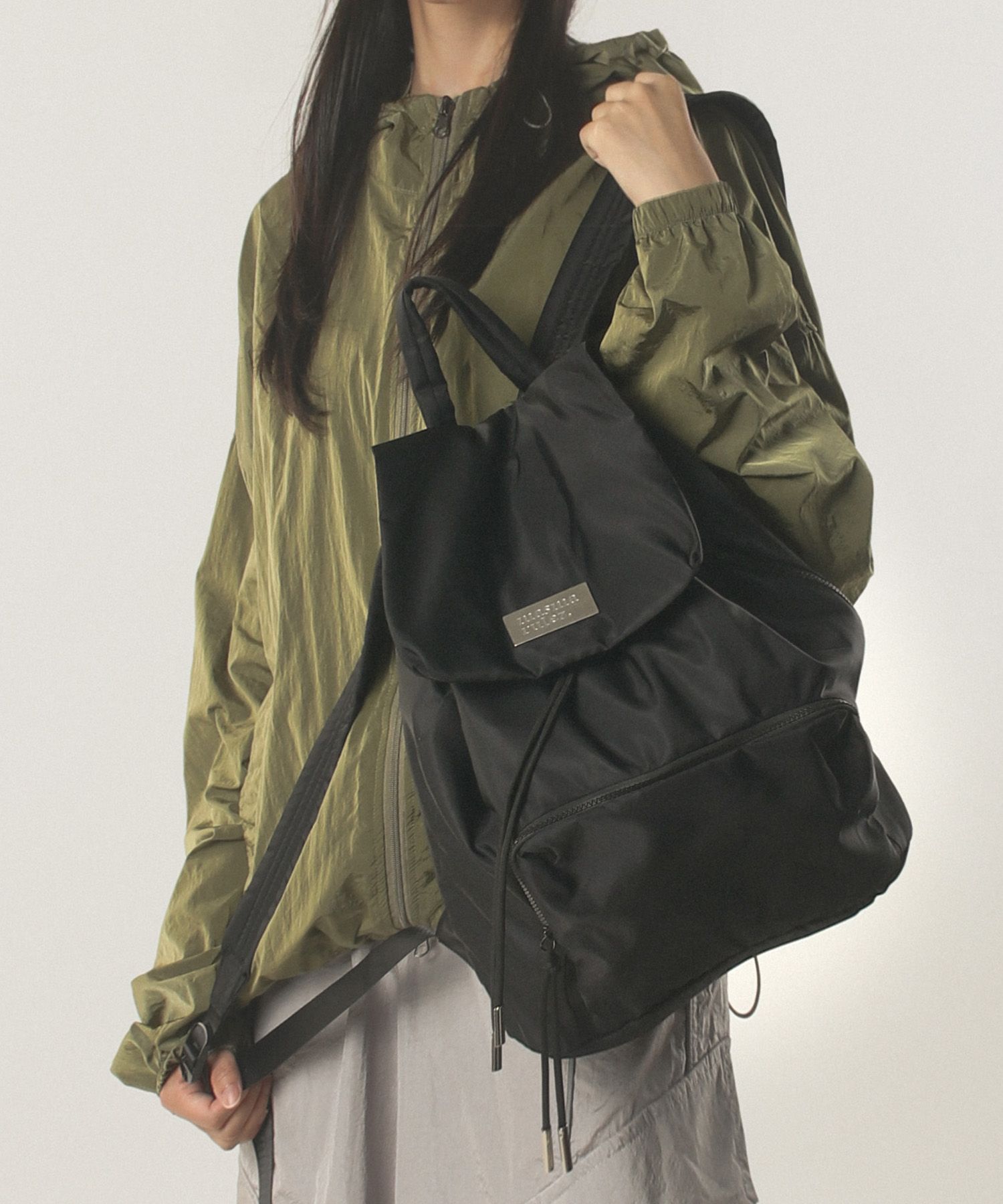 MUSINSA | MASMARULEZ 304 Nylon draw flap backpack _ Black