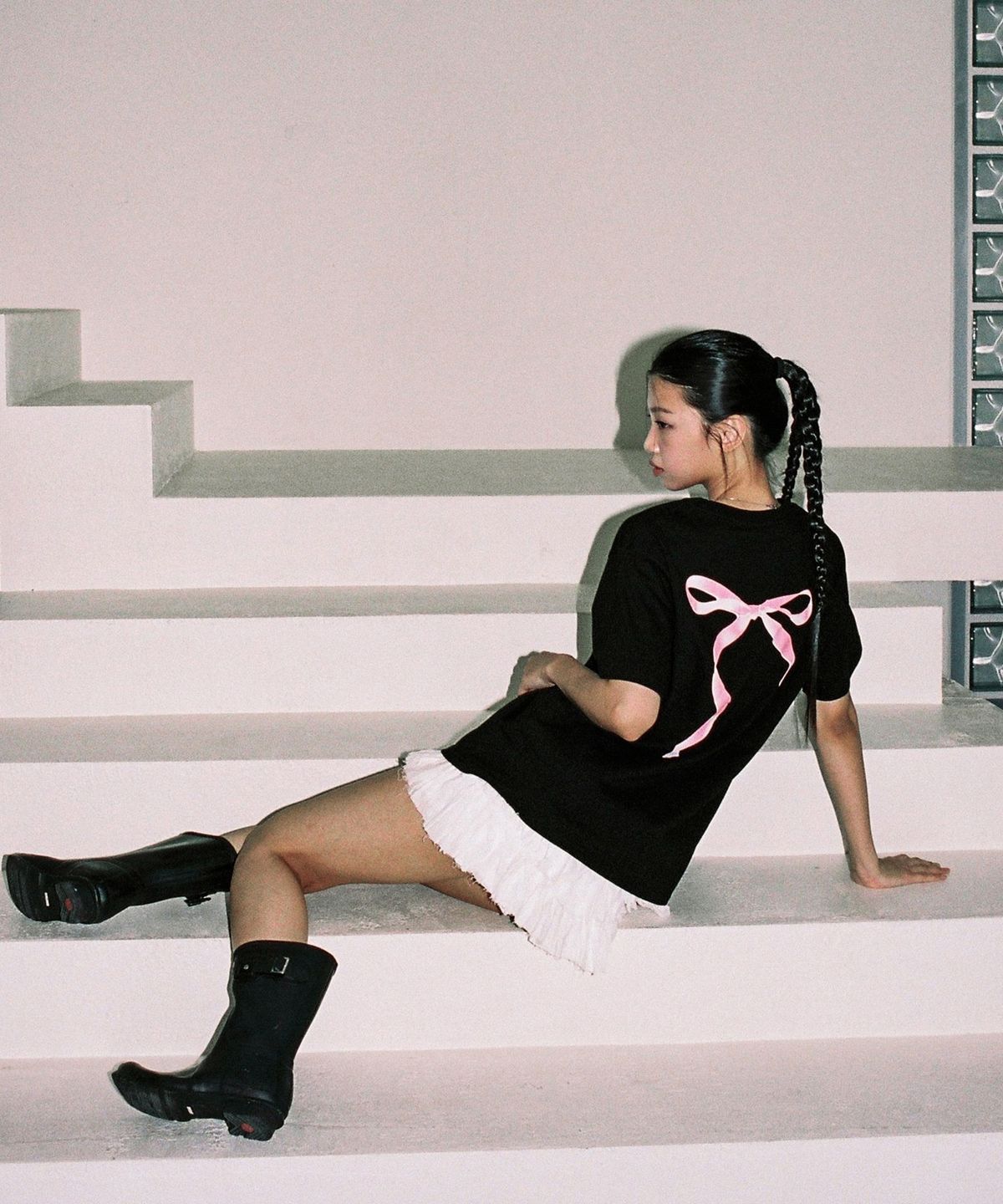 테이크에어(TAKEAIR) Oversized Ribbon Short-sleeved shirt