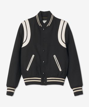 클래식 테디 재킷 - 블랙:화이트 / 376283Y180W1900