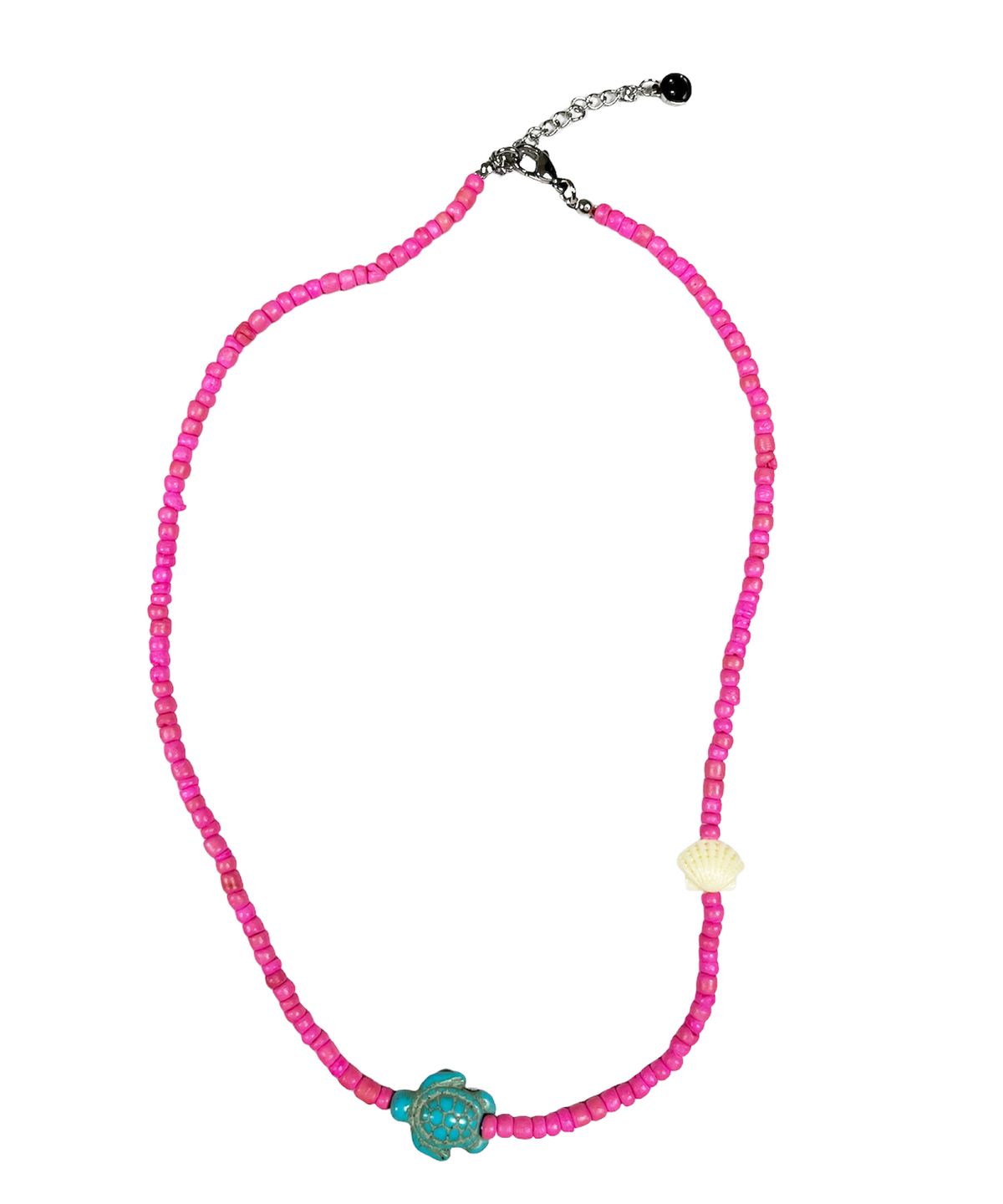 스케이터락(SK8ER ROCK) Turtle Shell Wooden Beads Necklace (Pink)