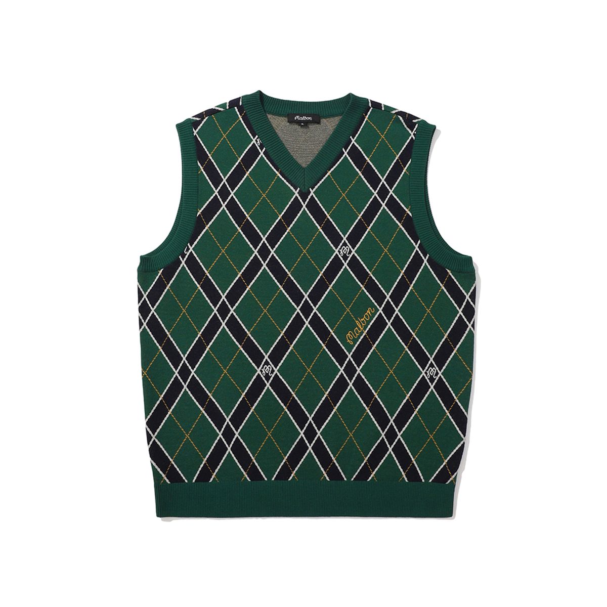 말본 골프(MALBON GOLF) 클래식 패턴 니트 베스트 GREEN (MAN)