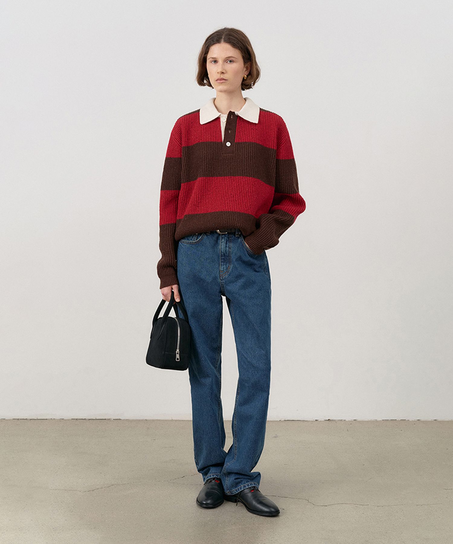 MUSINSA DUNST FOR WOMEN UNISEX CHUNKY RUGBY SWEATER RED