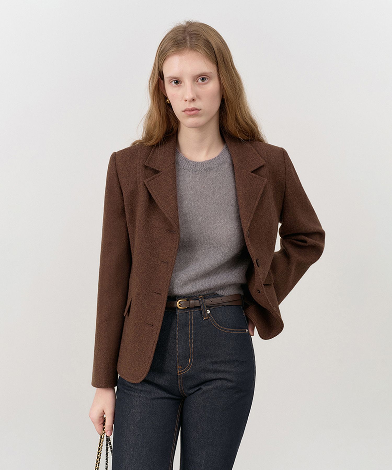 MUSINSA公式 | DUNST FOR WOMEN CLASSIC GABRIEL JACKET BROWN_UDJA4C206W2