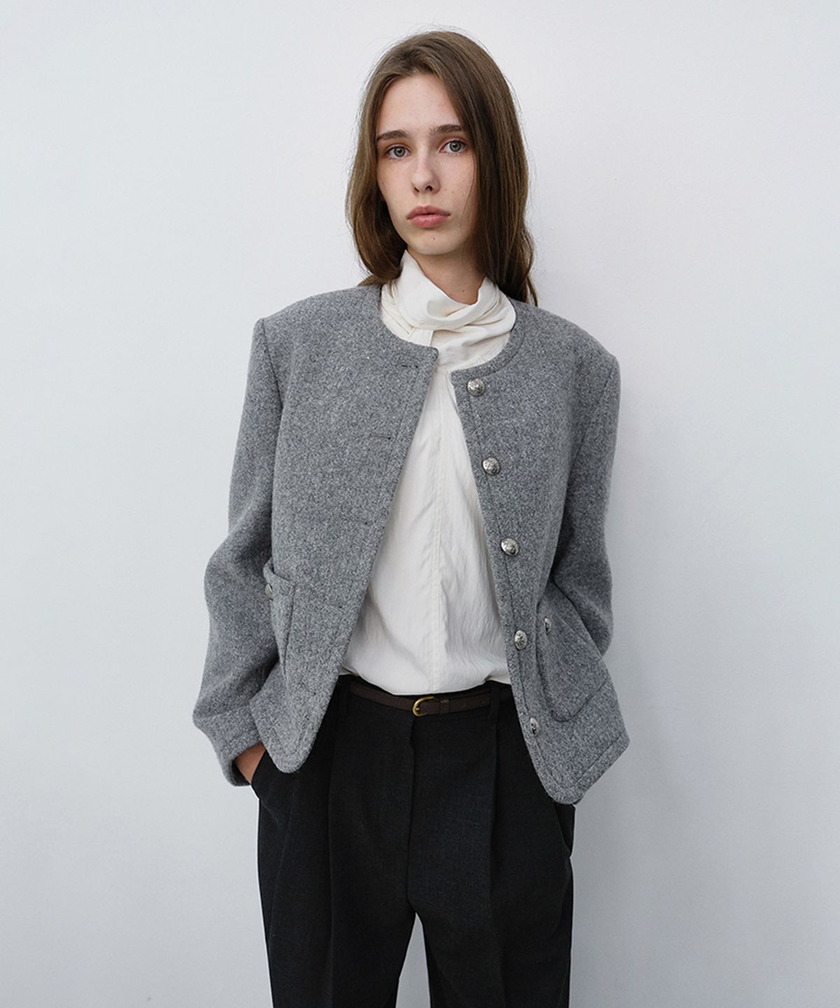 던스트(DUNST) CLASSIC TWEED JACKET_UDJA6C203_MELANGE GREY