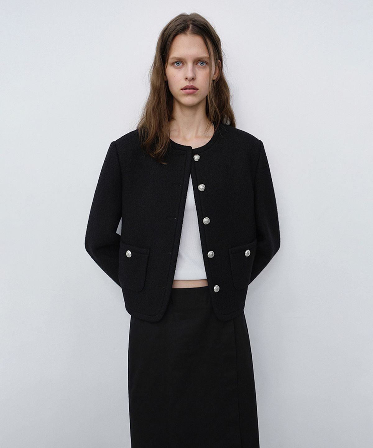 던스트(DUNST) CLASSIC TWEED JACKET_UDJA6C203_BLACK