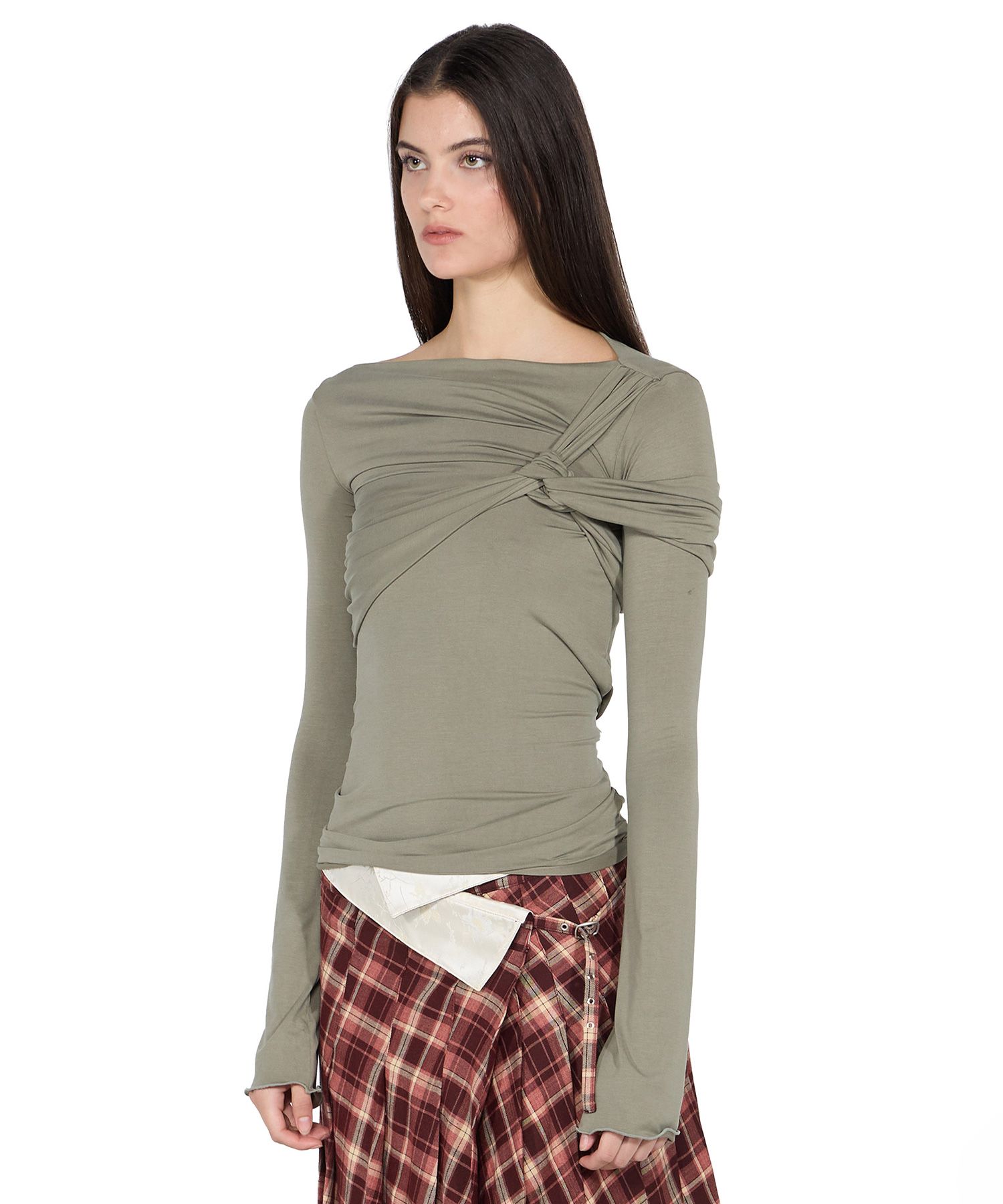 MUSINSA | SCULPTOR Twist Jersey Top Ivory