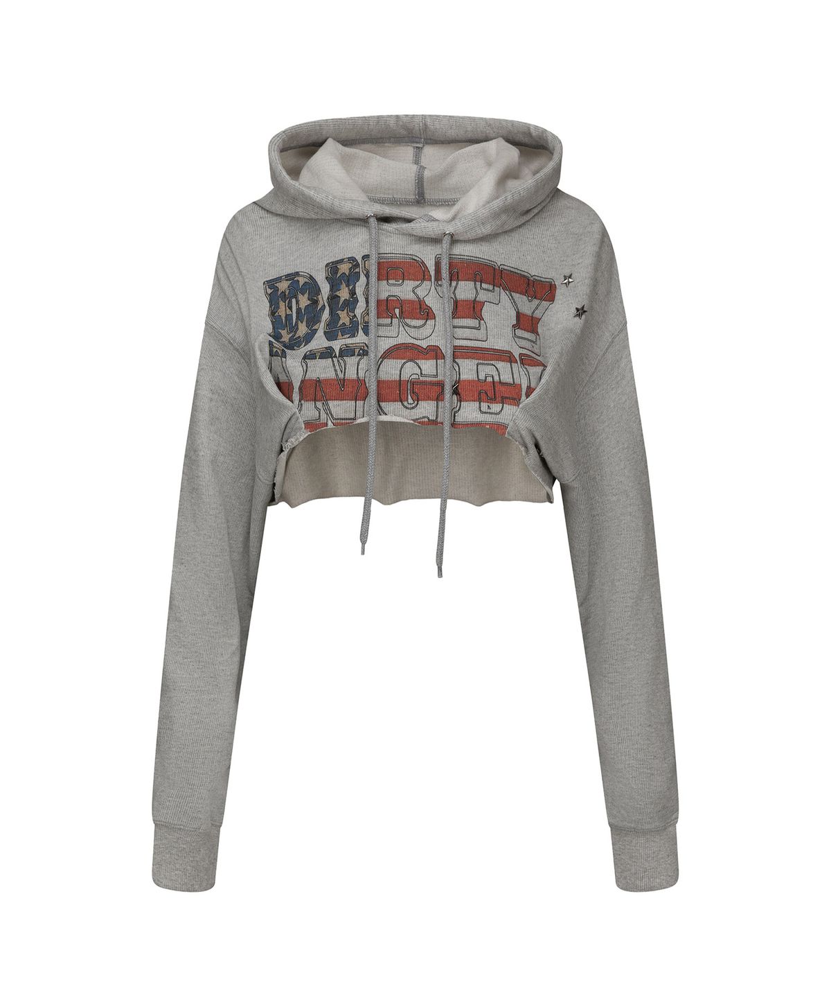 스컬프터(SCULPTOR) Glitter Flag Crop Hoodie Melange Gray
