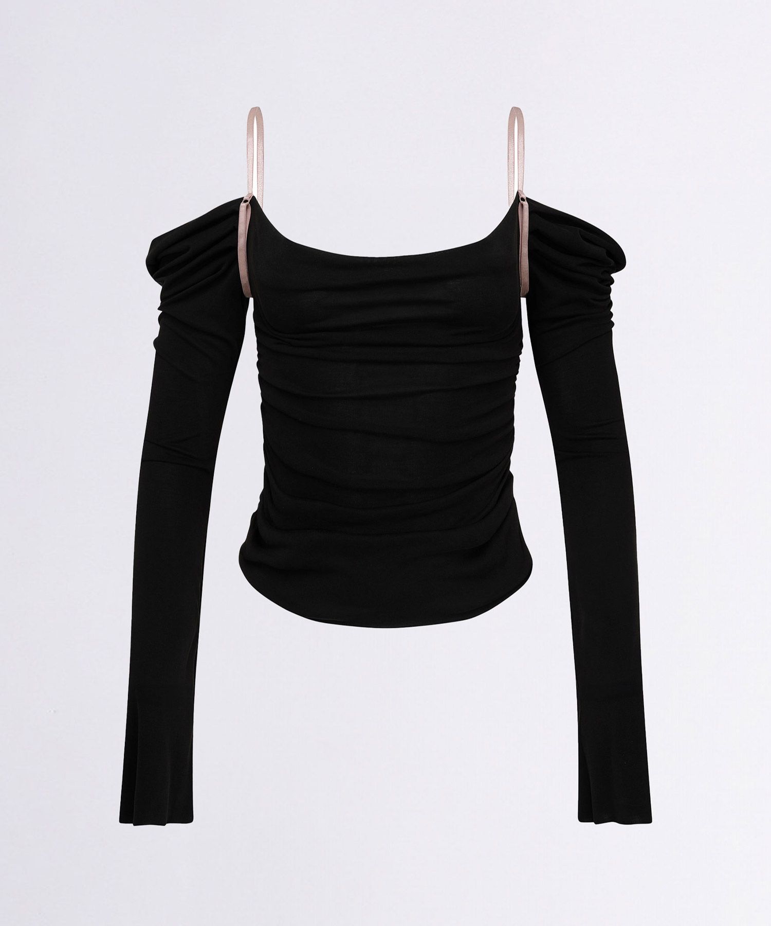 MUSINSA | SCULPTOR Draped Off-Shoulder Top Black