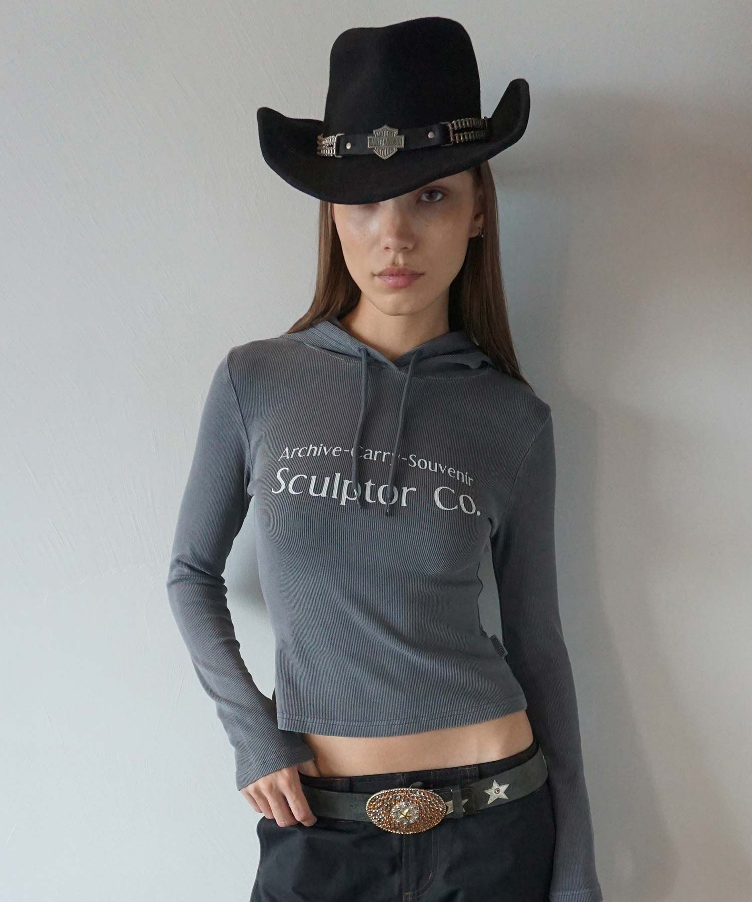 MUSINSA | SCULPTOR Archive Pigment Hoodie Tee Dusty Charcoal