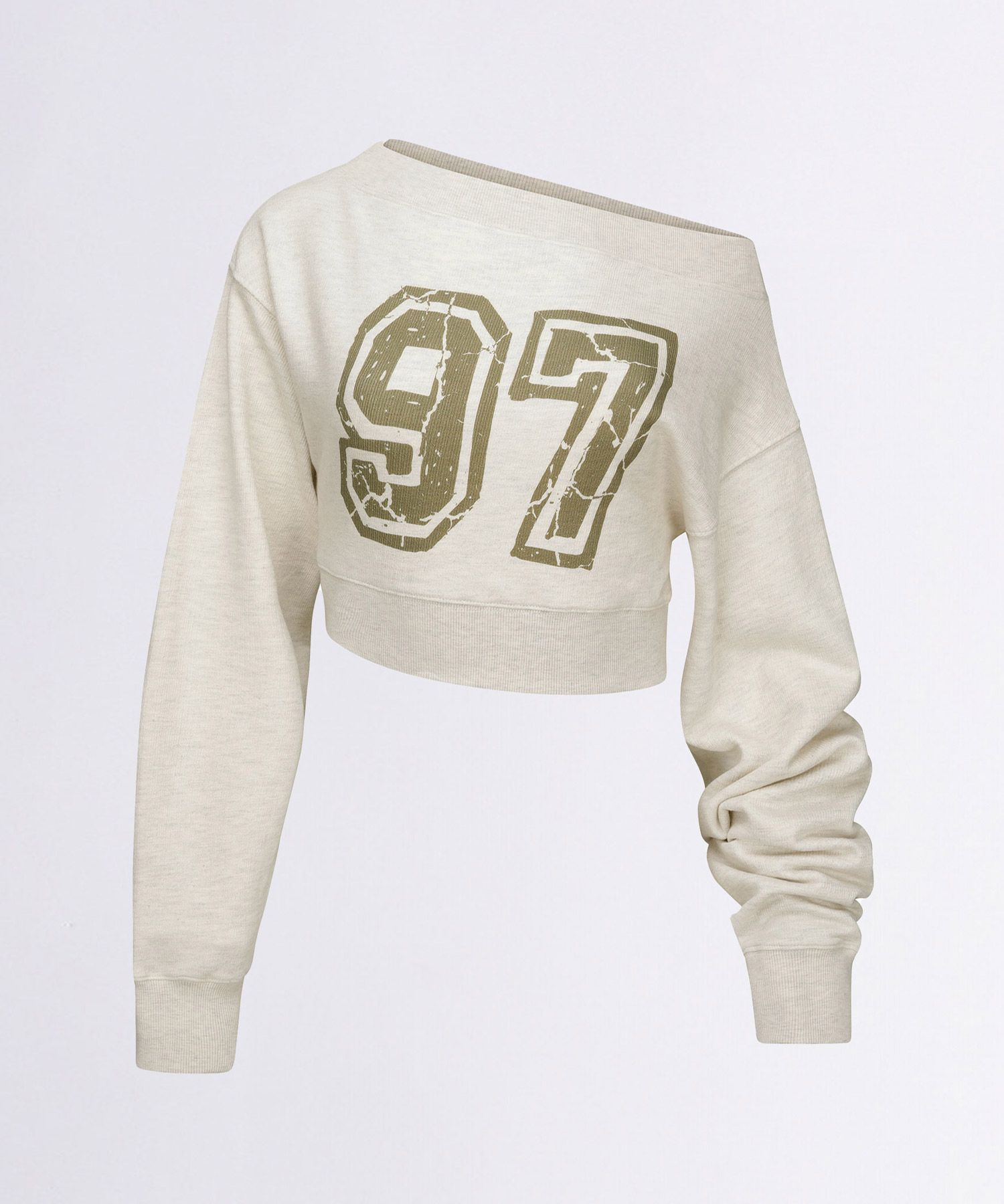 トップス SCULPTOR Off-Shoulder Cropped Sweatshirt Off-Shoulder Cropped Sweatshirt Charcoal – Sculptor