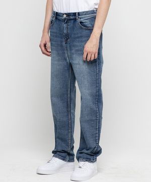 스톤 워싱 테이퍼드 데님팬츠[딥블루]