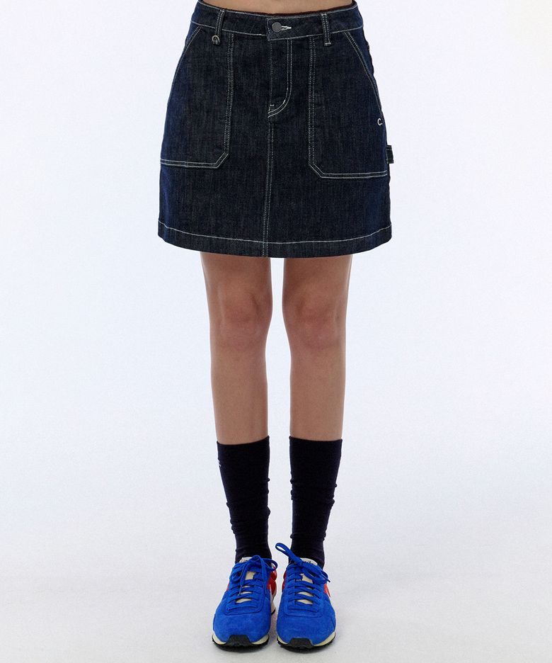[24FW clove] Denim Skirt (Dark Indigo)