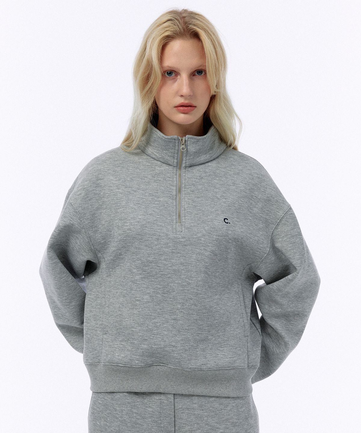 클로브(CLOVE) [24FW clove] Basic Half-Zip Sweatshirt (Melange Grey)