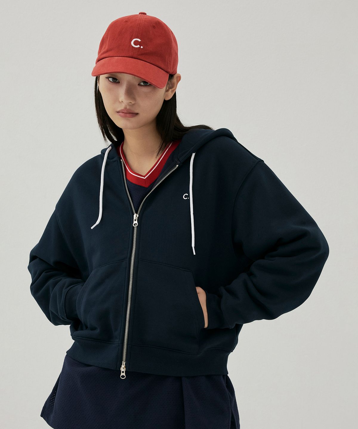 클로브(CLOVE) New Active Short Hoody Zip-up (Dark Navy)