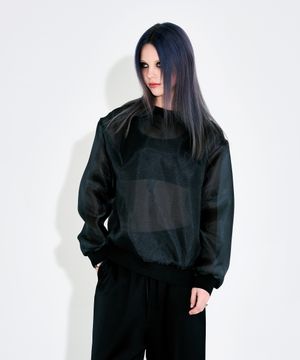 오간자 맨투맨 블라우스 블랙