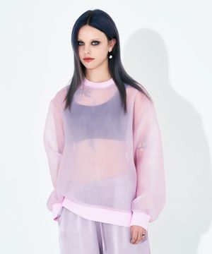 오간자 맨투맨 블라우스 라벤더