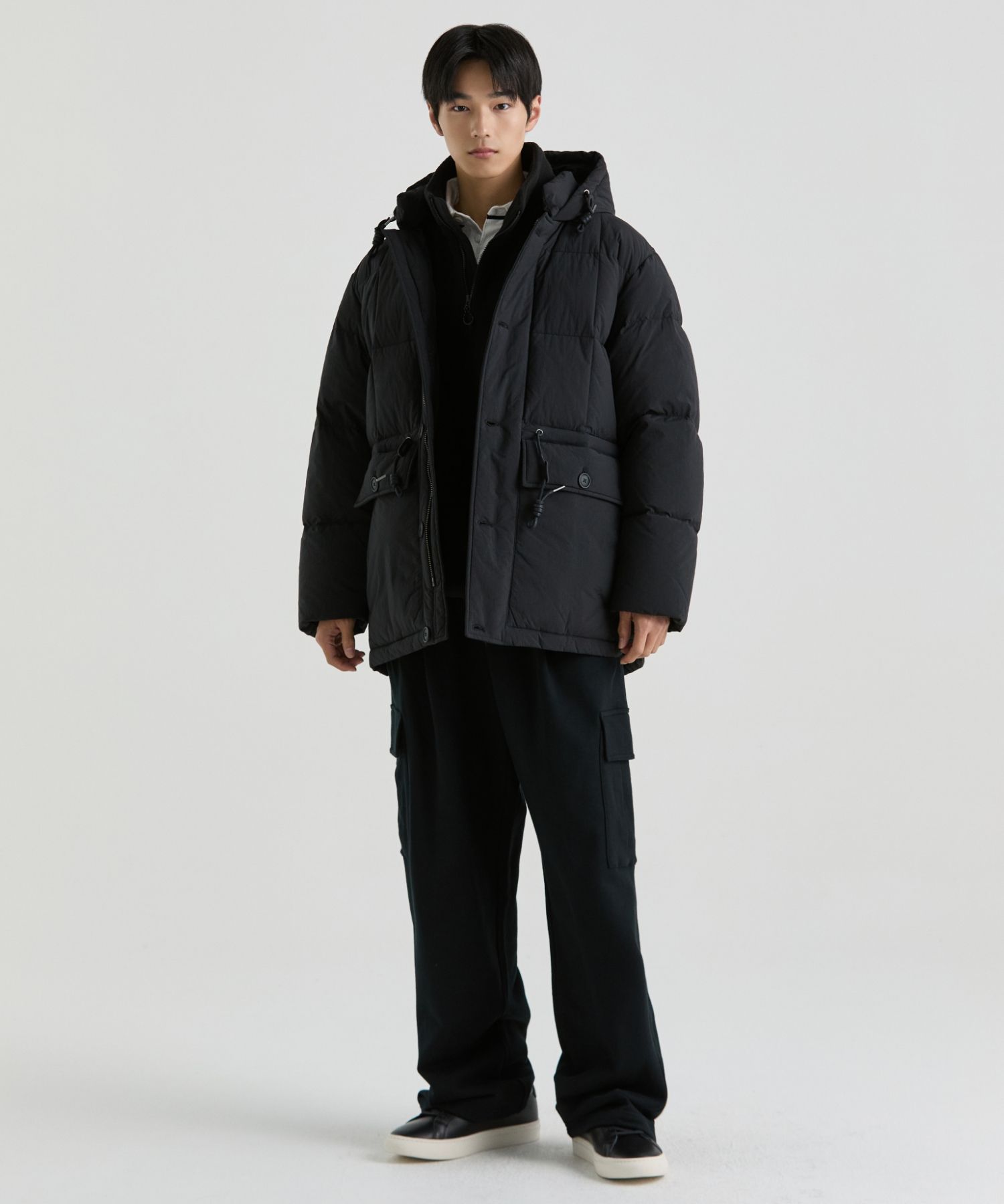 MUSINSA公式 | MUSINSA STANDARD カラコラムダウンパーカー[ブラック]