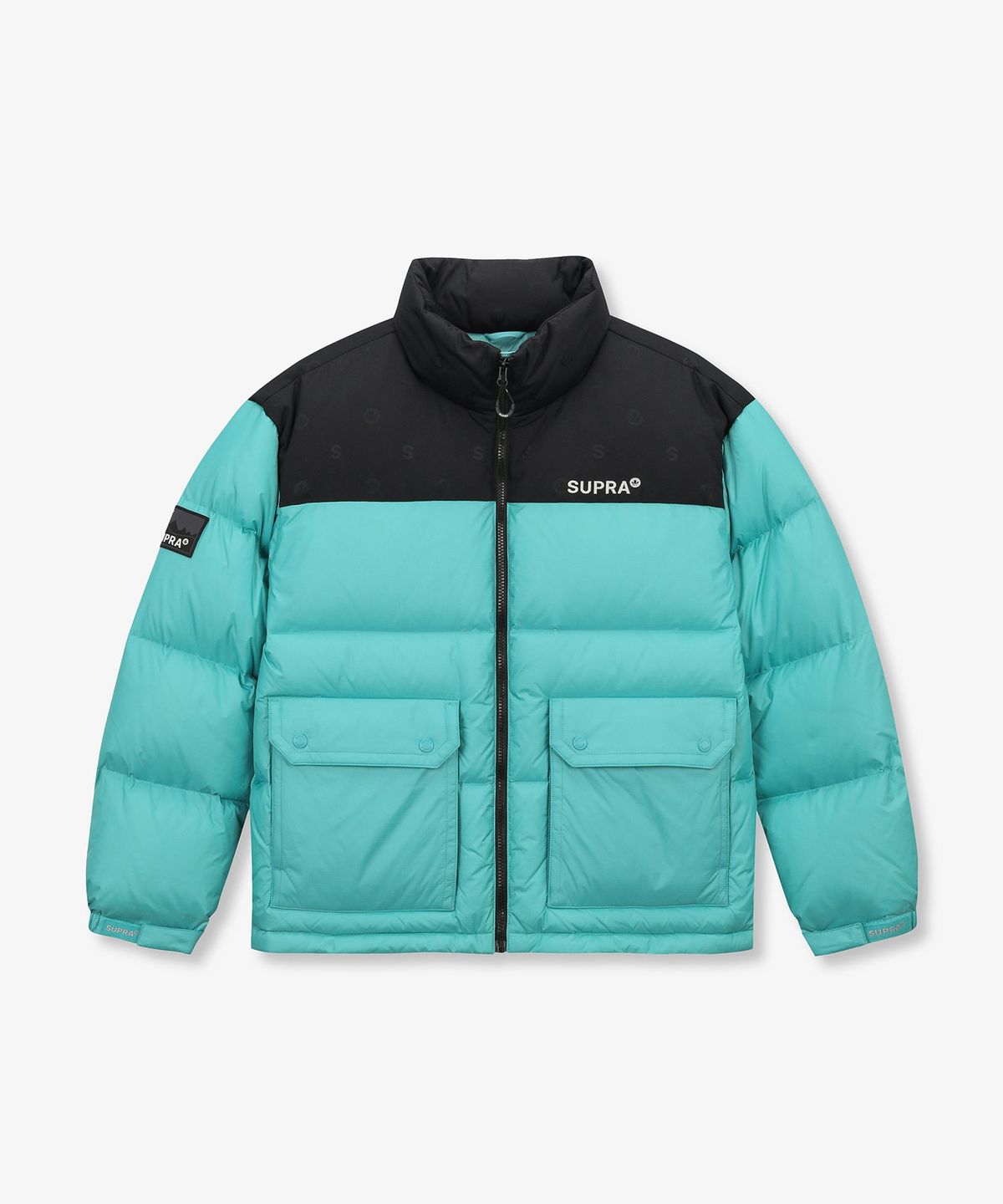 수프라(SUPRA) 자가드 배색 숏 다운 자켓(MINT)