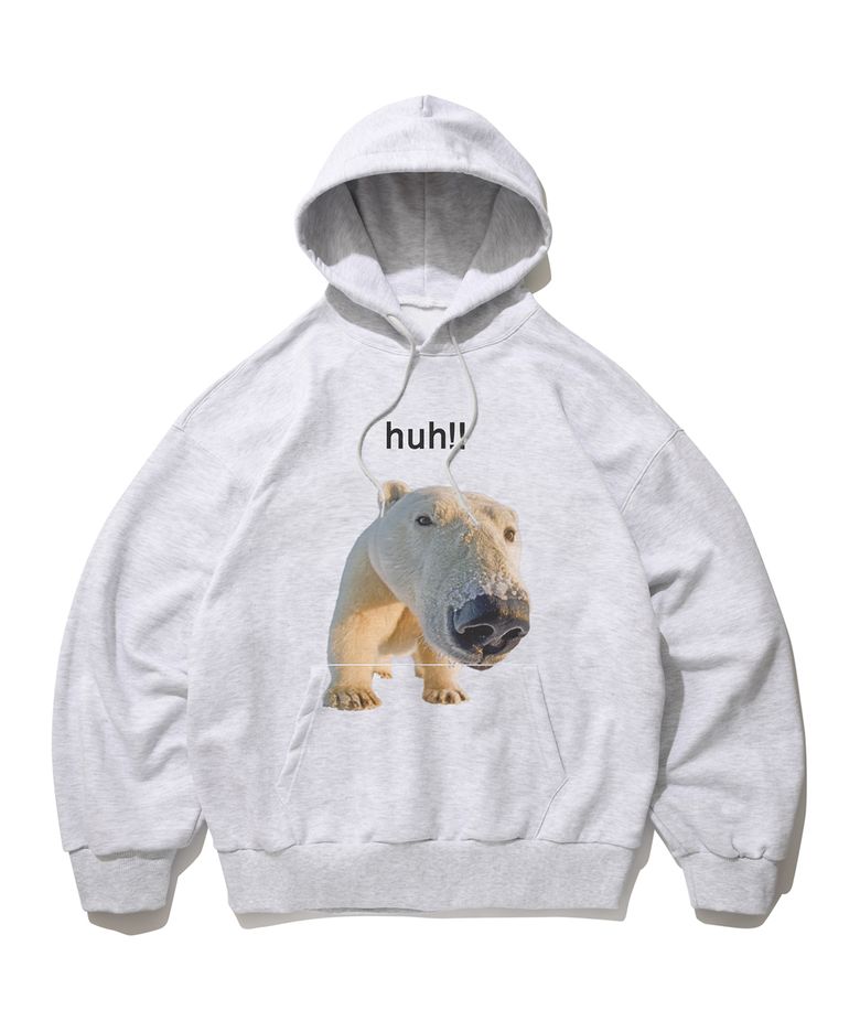 HUH!! HOODIE [MELANGE GRAY]