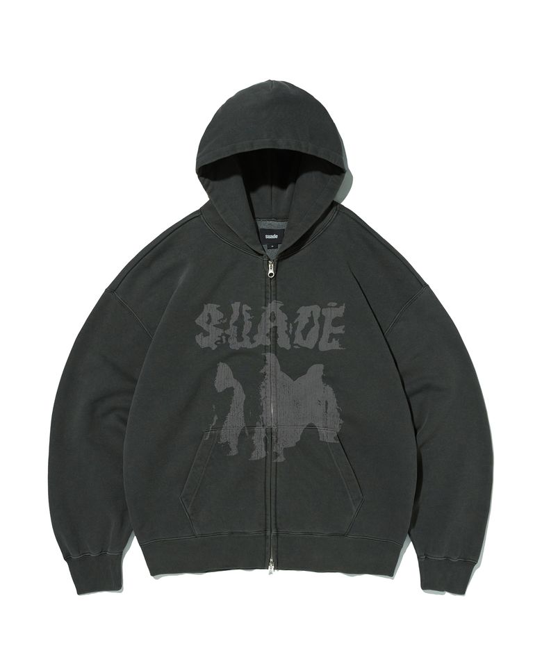 ALBINO HOOD ZIP UP [PIGMENT BLACK]