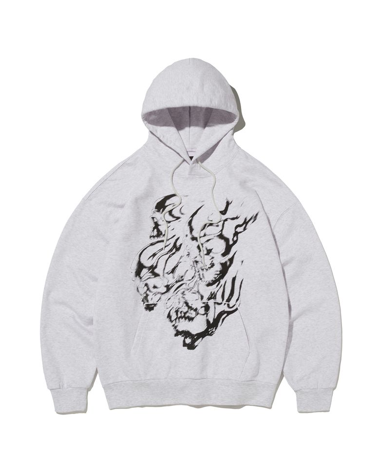 FLAME SKULL HOODIE [MELANGE GRAY]