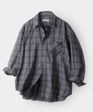 브리드 링클 체크 셔츠_차콜