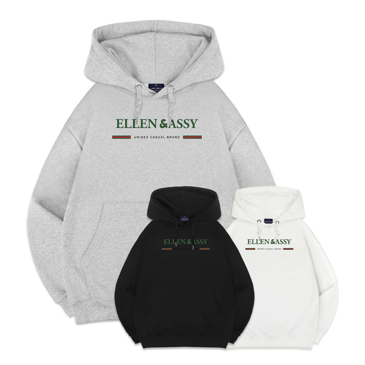 엘런아시(ELLENASSY) EA라인 오버핏 후드티