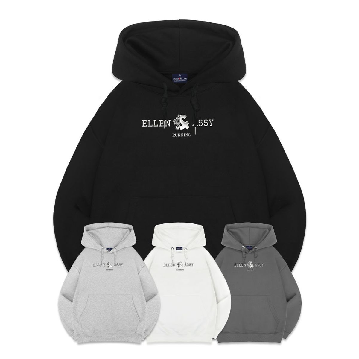 엘런아시(ELLENASSY) 러닝타이거 오버핏 후드티