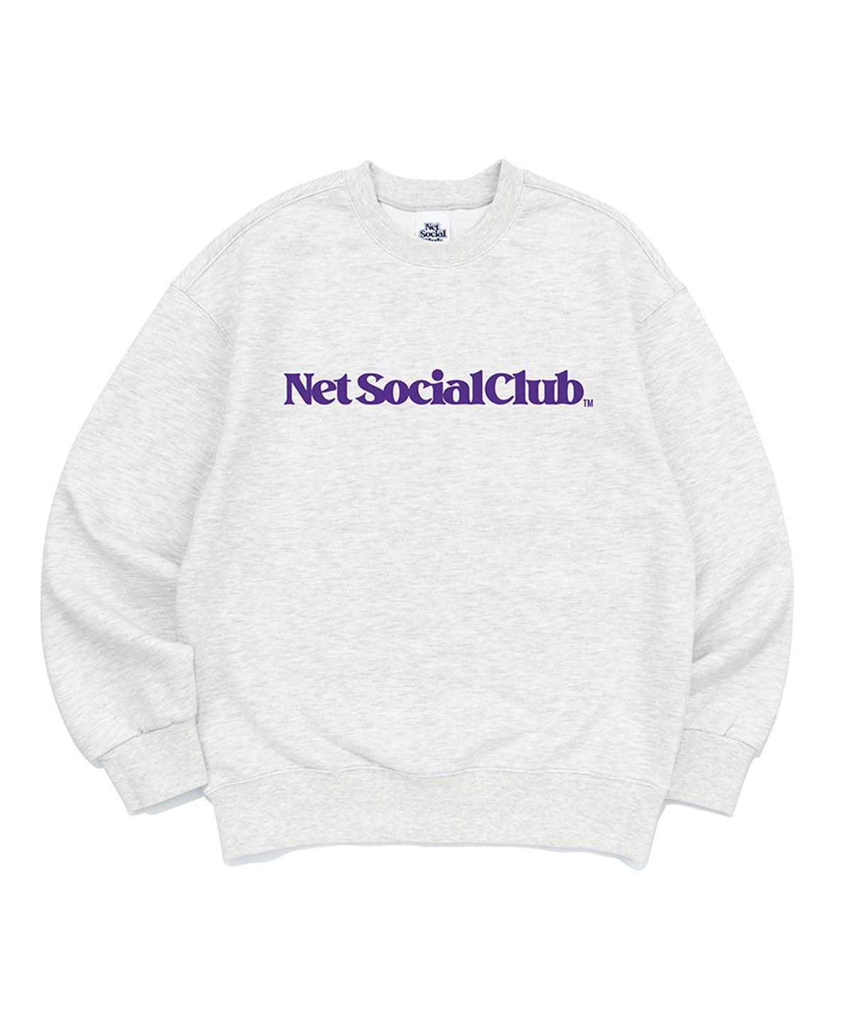 넷소셜클럽(NET SOCIAL CLUB) [기모선택] 비비드 스트레이트 로고 맨투맨 (라이트 멜란지)