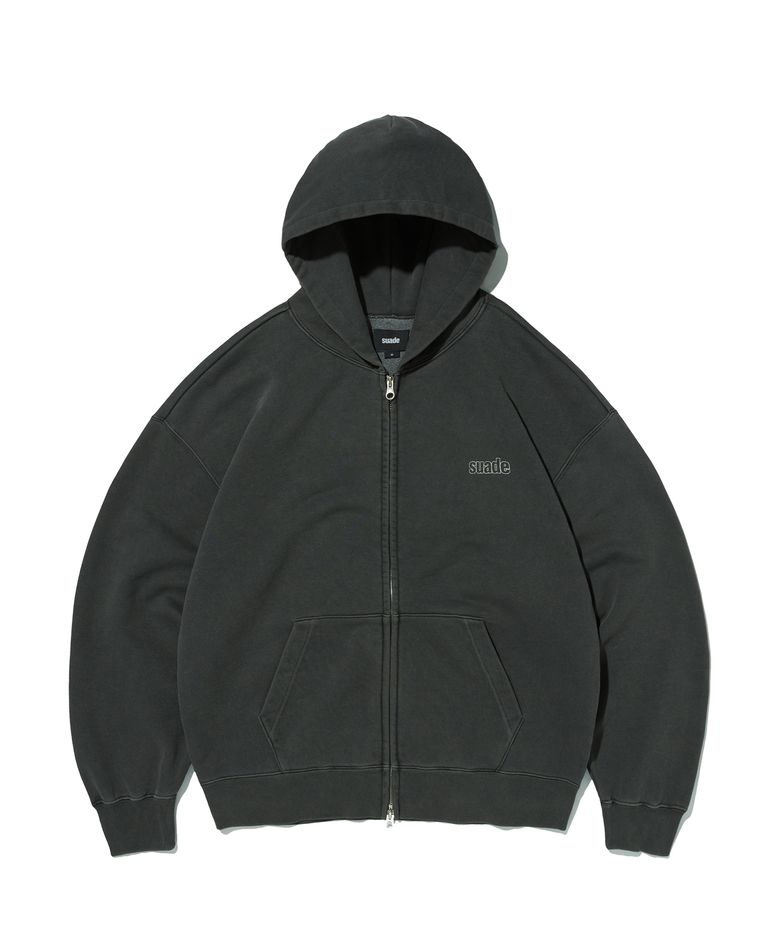 WASHED HOOD ZIP UP [PIGMENT BLACK]