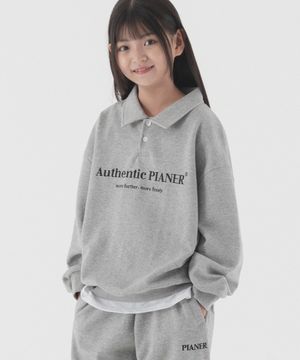 어센틱 로고 오버핏 카라 맨투맨 (멜란지)