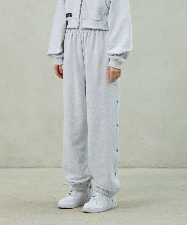 PITA SNAP OFF SWEAT PANTS / WHITE-MELANGE