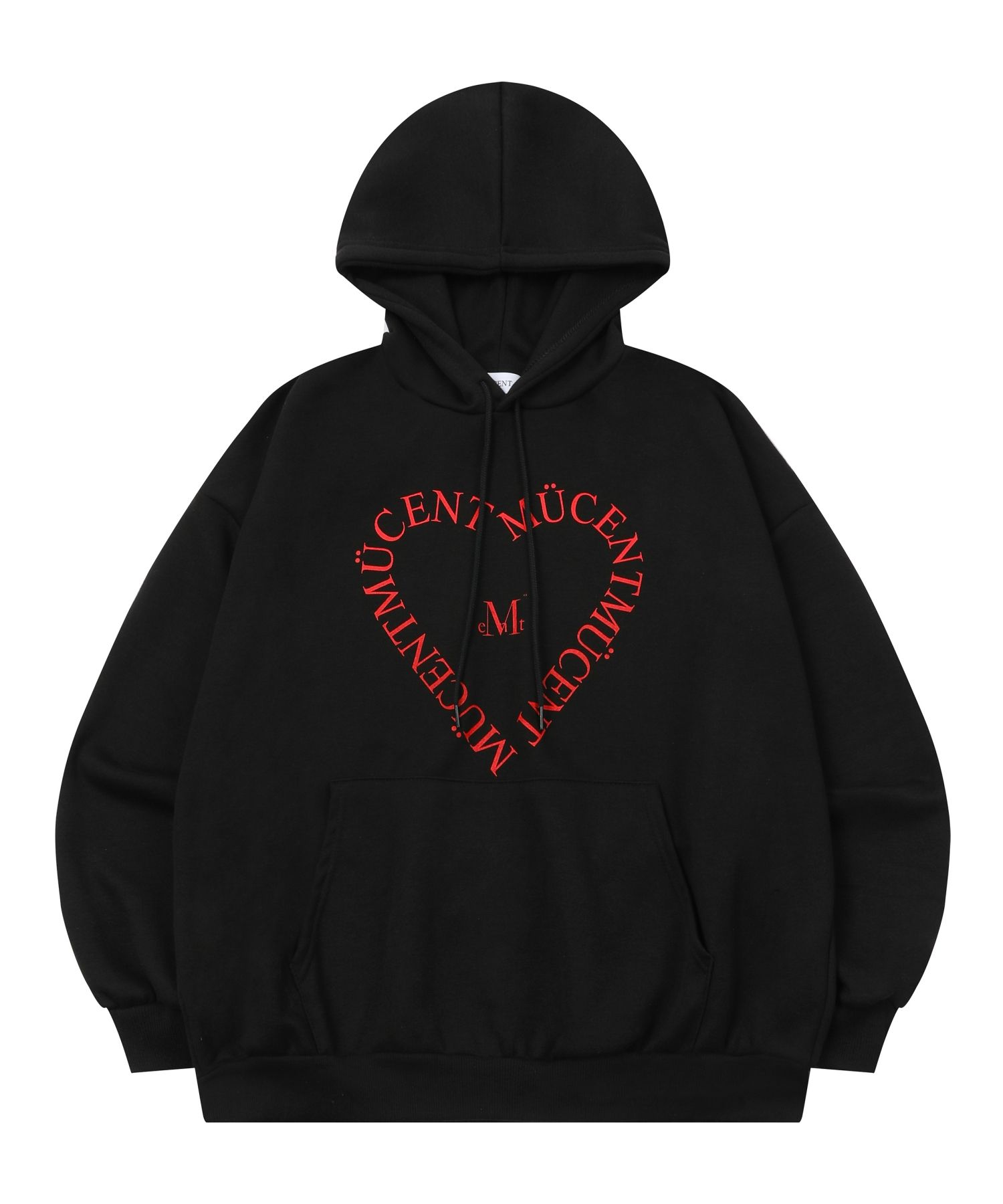 MUSINSA MUCENT ムセント　ハートロゴ ブラック パーカー MUSINSA | MUCENT Heart Lettering Hoodie Unisex (3 Colors)