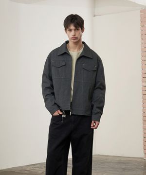 기드온 라인 워시드 트러커 자켓 (차콜)