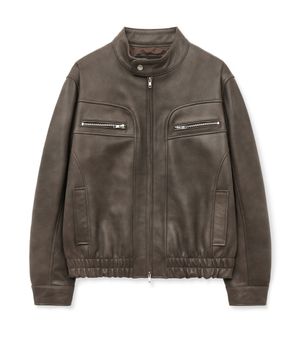 [리얼레더] 세미 차이나 유즈 자켓 (브라운)