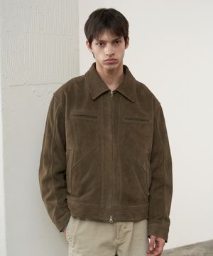 [리얼레더] 스웨이드 레이어 자켓 (카키 브라운)